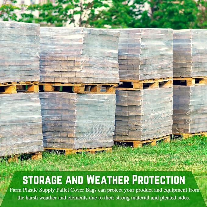 FPS Heavy Duty Pallet Covers - 3 Mil (55' x 53' x 75'), Tear Resistant, Outdoor Protection, Clear (10 Pack)