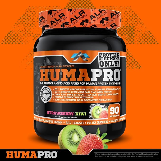 ALR Industries HumaPro Essential Amino Acid Formula | EAA Protein Supplement | Supports Muscle Recovery & Performance | Vegan, Gluten Free | | 90 Servings (Strawberry Kiwi)