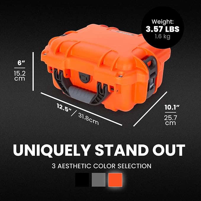 NANUK 905 Empty Hard Case – IP67 Waterproof Protective Hard-Shell Case, Impact Resistant, Dustproof Storage & Travelling Box, 12.5” x 10.1” x 6”, Made in Canada – Orange