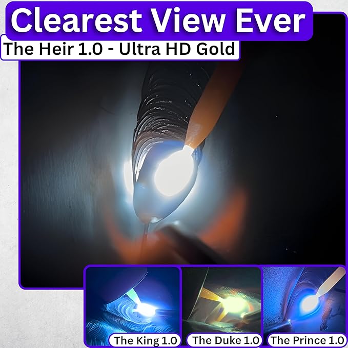 The Heir 1.0 | Shade 5-13 Adjustable Blue Auto Darkening Welding Lens | 2" x 4 1/4" x 0.33" | Adjusts From Shades 5-13 (9 Lenses In 1) | Blue Front - TrueColor Weld View | Ridge Products Royal Series
