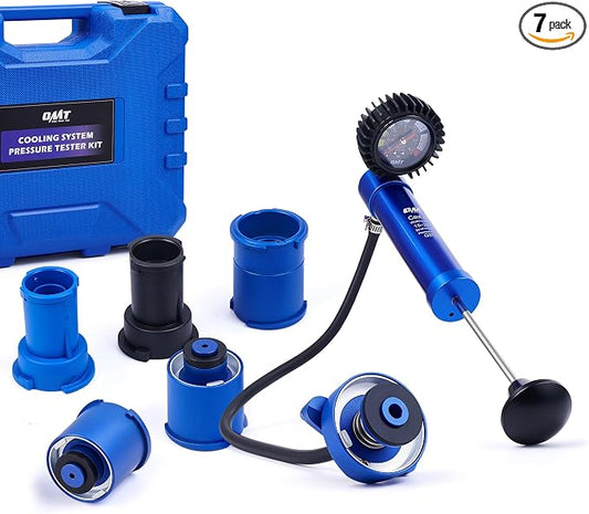 Orion Motor Tech Coolant Pressure Tester Kit, 7pc Radiator Pressure Tester Kit with Aluminum Alloy Pump Die-Cast Aluminum 0.4" & 0.6" Radiator Adapters, Coolant Vacuum Fill Tool with 0-30 psi Gauge