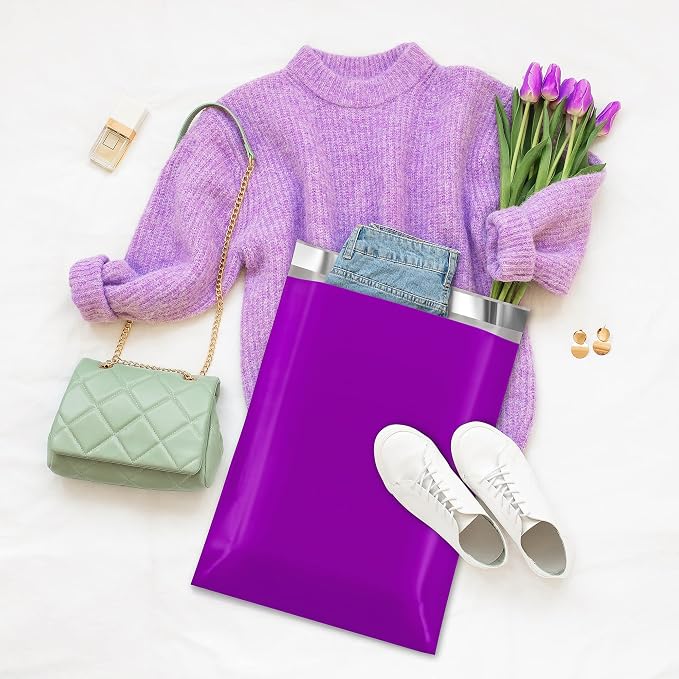 Fuxury Poly Mailers 10x13 Inch 1200 Pcs, Bulk Shipping Bags for Clothing, Strong Adhesive Shipping Envelopes for Small Business Suppliers,Waterproof Mailers Poly Bags Mailing Envelopes Purple