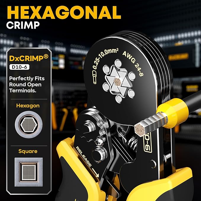Ferrule Crimping Tool Kit, Ratchet Pliers for 24-8 AWG with 24 Types Insulated, Non-Insulated and Two Wire Ferrules, Wire Ferrules Kit, Hexagon Ferrule Crimper set, Electrician tool