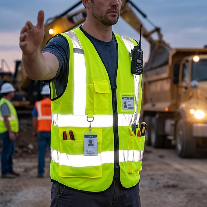 zojo High Visibility Safety Vests With Pockets, for Outdoor Works, Cycling, Jogging, Walking,Sports - Fits for Men and Women (Pack of 10, XXL-Neon Yellow)