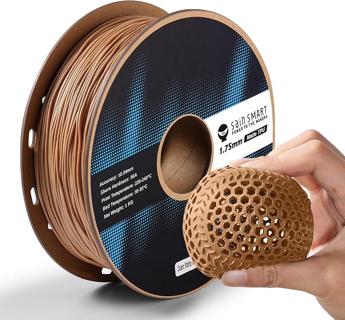 SainSmart Matte TPU Filament, Skin Flexible TPU 3D Printing Filament, 1.75 mm, 1kg (2.2LB), Dimensional Accuracy +/- 0.04 mm, 95A Soft