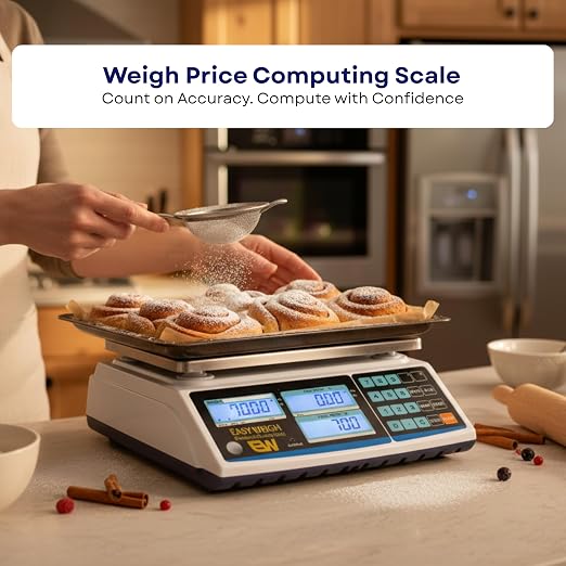 Aquos Digital Kitchen Scale Class III Legal for Trade Price Computing Scales Food & Retail Scale with LCD Backlit Display Tare Function & Stainless Steel Platform (Base, 60Lbs)