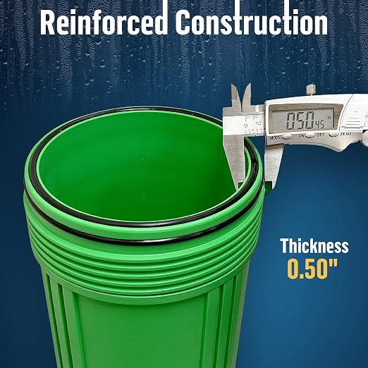 High Capacity 10 x 4.5” Whole House Filter Purifier System for Well or City Water, Presser Relief Button, 1” NPT Brass Port, Double O-Ring, Meets NSF Standards & Regulations (Green, 4 Sets)