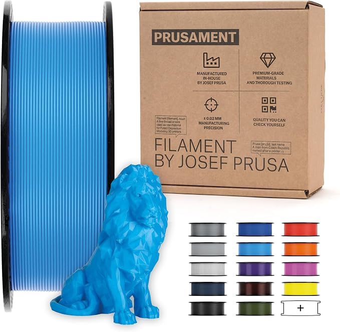 Prusament Premium PLA Azure Blue 1.75mm 1kg 3D Printer Filament | PLA filament with ±0.02 mm precision, low warping, and reliable, tangle-free printing for beginners and professionals.