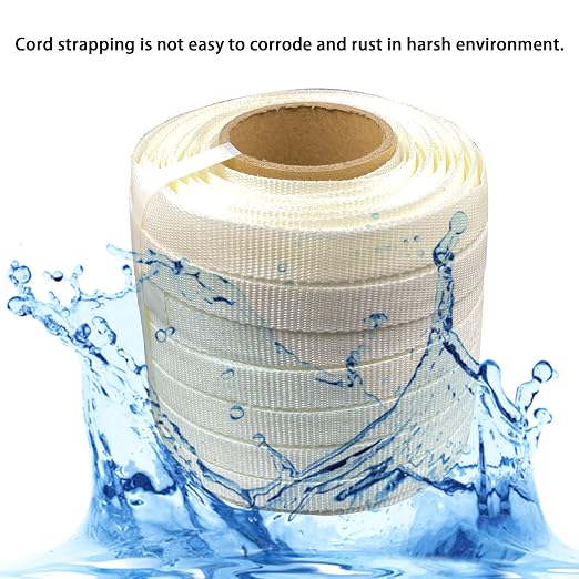 Heavy Duty 3/4" x 330’Woven Cord Strapping Roll and 100 Galvanized Cord Strapping Buckles
