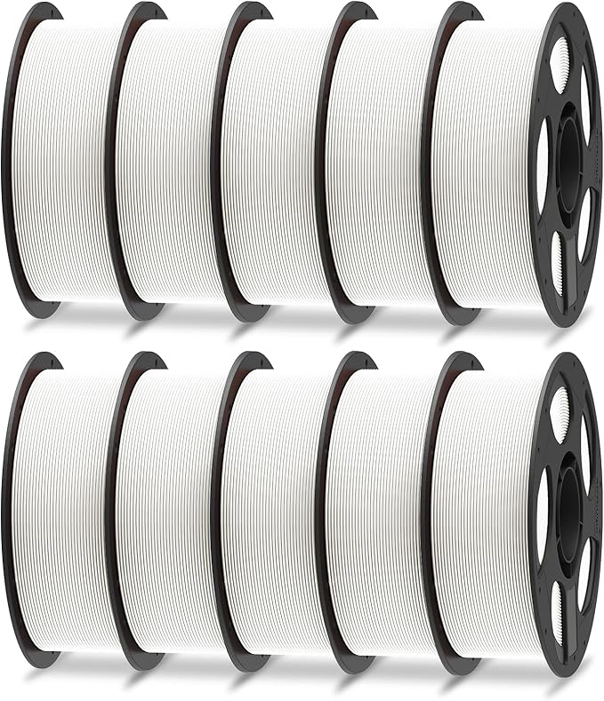 ANYCUBIC PLA Plus (PLA+), 3D Printer Filament 1.75mm Bundle, High Toughness, Dimensional Accuracy +/- 0.02mm, Print with Most FDM 3D Printers, 10 Pack 1KG Reusable Spool White