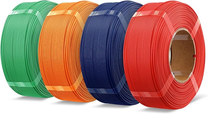 OVERTURE 4KG Bundle High Speed Refill PLA+ 3D Printer Filament 1.75mm, Upgraded Rapid PLA 2.0 with Enhanced Toughness & Stability, 4 Pack 1kg (2.2lb) Refilament for Bambu Lab (Red+Blue+Orange+Green)