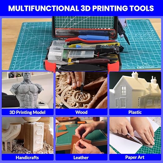 3D Printer Tool Kit, 105 Pcs 3D Printer Accessories Includes Deburring Tool, Removal Tools, Digital Caliper, Cutting Mat, Carrying Case, 3D Printing Tool Kit for Finishing, 3D Print Removing, Cleaning