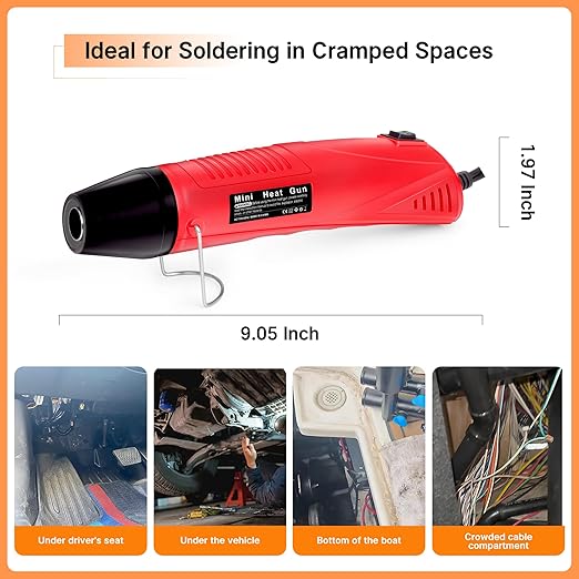 Kuject 1200PCS Solder Seal Wire Connectors Kit with Heat Gun 400℃/752℉ & Organizers, AWG 26-8 Waterproof Heat Shrink Butt Terminals, Solder Stick Connectors for Marine, Automotive and Truck Wiring