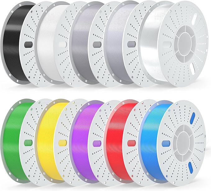 PINBALL PETG 3d Printer Filament 1.75mm High Precision Durable Moisture-Proof Strong Filament Mith Better Flow Dimensional Accuracy +/- 0.02mm Suitable for Most FDM 3D Printers 10 Kilograms Ten Colors