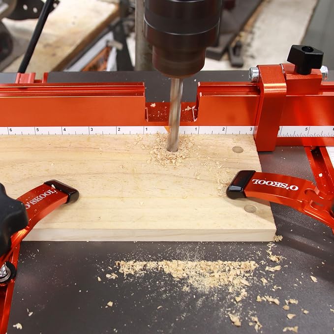 O'SKOOL Drill Press Table with Adjustable Aluminum Fence, Flip Stop, and Replaceable Insert – Fits 12-Inch and Larger Drill Presses – 23-5/8" x 15" x 1" MDF Work Surface, DAB022