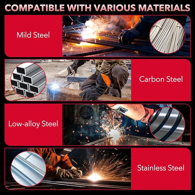 120A Mig Welder, 3 IN 1 Gasless Flux Core MIG/Lift TIG/Stick Welder Machine & E6013 Welding Rods Carbon Steel Stick Welding Electrodes ARC Welding Equipment