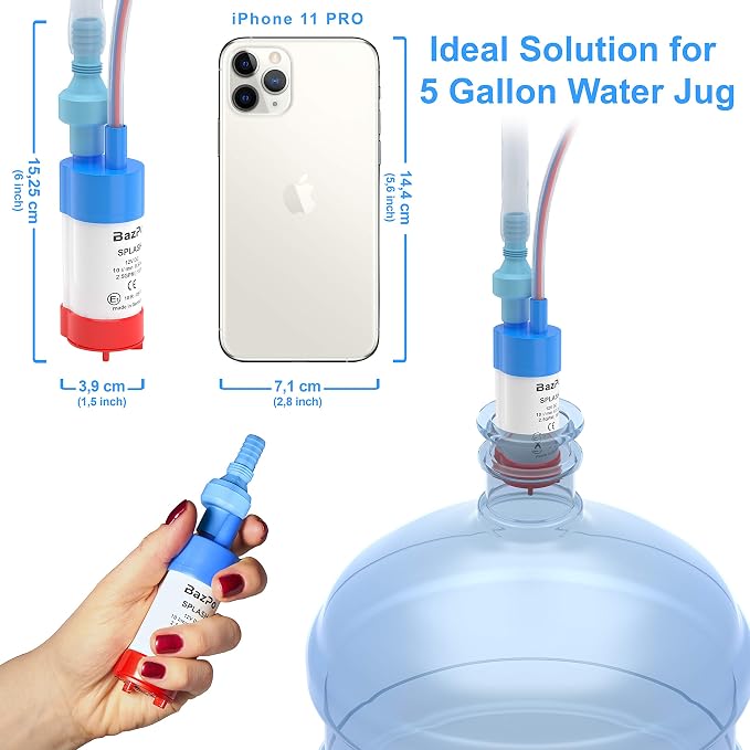 12V Submersible Water Pump - German Made (2.5GPM/18ft.) | Portable RV Water Pump - Works with Electric Switch in 12V Faucets | 12 Volt Small Water Transfer Pump for Camper (Filter & Valve)