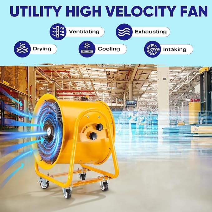iLiving Utility High Velocity Blower, Fume Extractor, Portable Exhaust and Ventilator Fan (Utility 20")