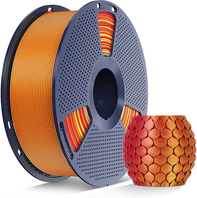SUNLU Silk Dual Color PLA Filament, 1KG, Silk Dual Color (Red Gold) | Silk PLA 3D Printer Filament 1.75mm, Neatly Wound Shiny Silk 3D Printer Filament, Dimensional Accuracy +/-0.02mm