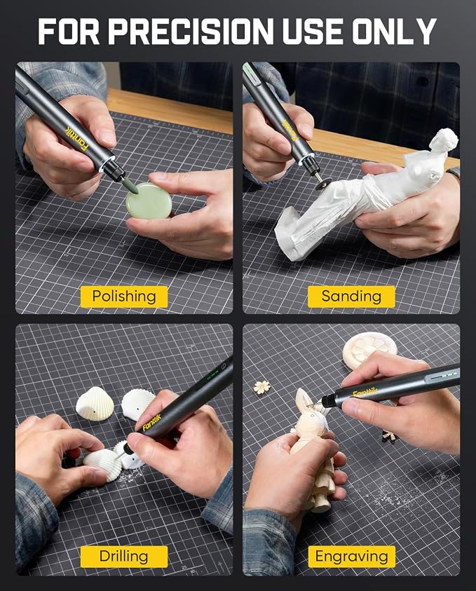 Fanttik F2 Master Kit Mini Cordless Rotary Tool, 5 Speed, Engraving Pen, 28 Accessories for 3D Printed Finishing, Sanding, Polishing, Drilling, Carving, Precision DIY in Flip-Top Case