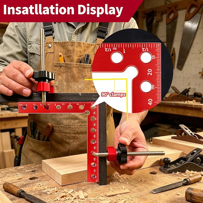 Corner Clamps for Woodworking, 4PCS 90 Degree Right Angle Clamps with Storage Box, 4PCS 5.5" Aluminum Alloy Positioning Squares Woodworking Tools for Cabinets, Frames, Drawers