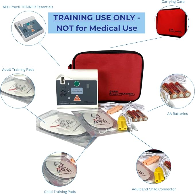 WNL Products WL120ES10-ABUNDLE For training use only AED Defribrillator Practi-Trainer Essentials Base with 10 Pack Practi-VALVE disposable CPR Training Valve Combo Kit