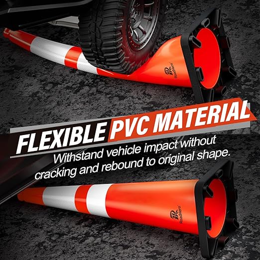 RoadHero 5 Pack 36 Inch Large Traffic Cones with Heavy Black Base, Orange Safety Cone with Reflective Collar for Parking Lot, Construction Work, Road Safety