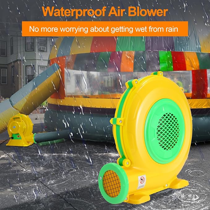 Bounce House Blower, 750W/1HP Commercial Air Blower with Double-Sided Fan Blade Design, Strong Wind and Great Heat Dissipation Properties for Bouncy Castle, Jump Slides, Arch, Inflatables