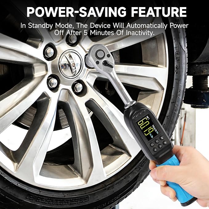 DISEN 3/8 inch Digital Torque Wrench (5-135 N.m / 3.7-99.6 Ft.lb), ±2% Accuracy, 8 Presets & 500 Data Memory, 5 Units, LED & Buzzer Alert, Tracking/Peak Modes, for Automotive Motorcycle Bicycle DIY