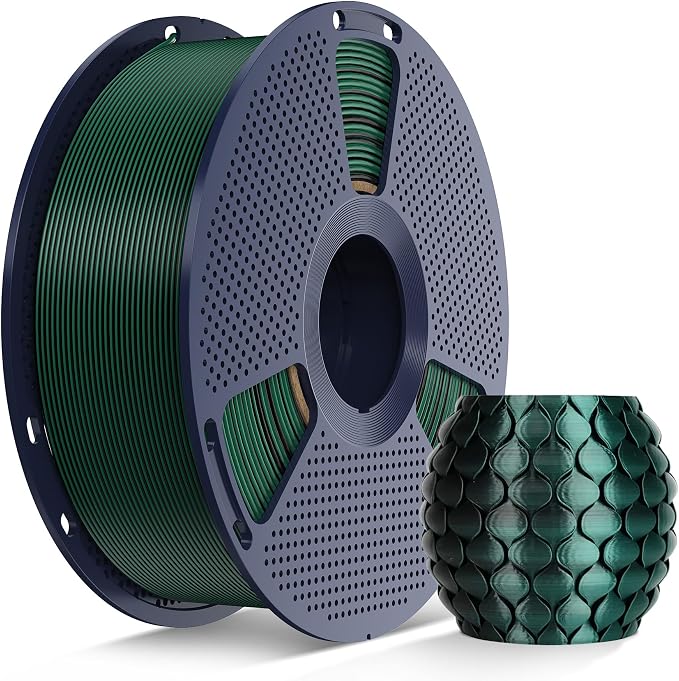 SUNLU Silk Dual Color PLA Filament, Silk PLA 3D Printer Filament 1.75mm, Neatly Wound Shiny Silk 3D Printer Filament, Dimensional Accuracy +/-0.02mm, 1KG Spool (2.2lbs), Silk Dual Color (Black Green)