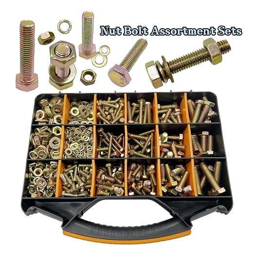 900PCS Metric Bolt Assortment, M6 M8 M10 M12 Grade 8.8 Bolts and Nuts Kit, Nut and Bolt Assortment, Nuts and Bolts, Metric Bolt Kit, Yellow Zinc Plated Coating, 18 Sizes
