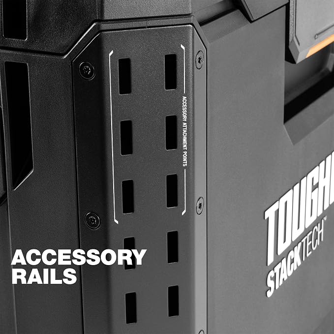 ToughBuilt – StackTech Lockable Tool Box, Modular Storage with Auto-Locking System, IP65 Protection & Accessory Rails (TB-B1-B-30)