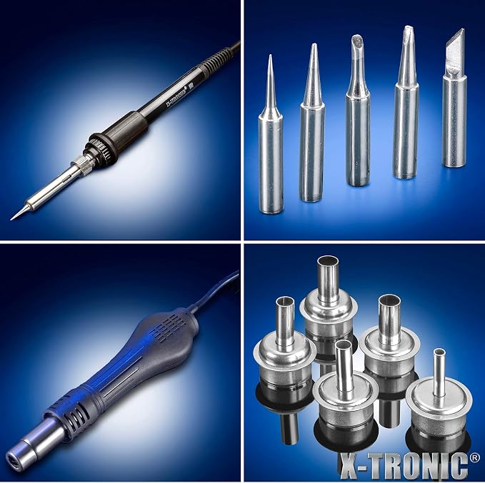 X-Tronic 6040-PRO-X • Platinum Series • 700 Watt • Hot Air Rework Soldering Iron Station • Digital Temp Controls, C/F Func, 0-30 Min Sleep, Auto Cool Down, Mute/Unmute Sound & Patented Nozzle Holder!