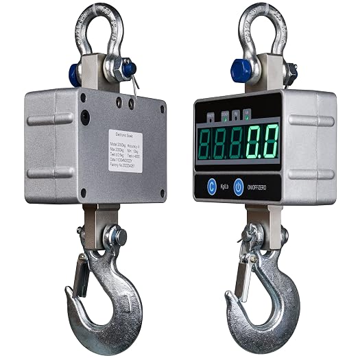 2000KG / 4400LBS 2Ton Digital Crane Scale with Remote, Industrial Heavy Duty Electronic Hanging Scale, LED Display