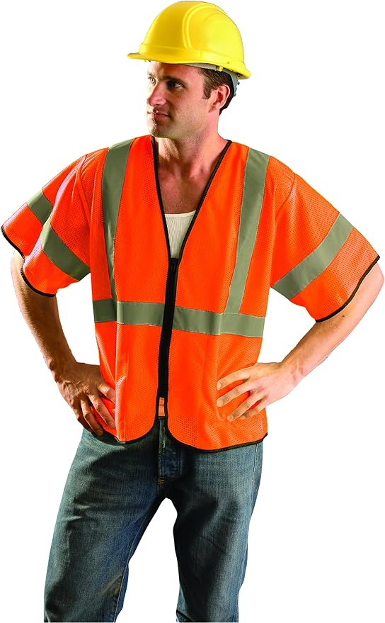 OccuNomix ANSI/ISEA 107-2020 Class 2 Type R Mesh Surveyor Vest - Reflective Safety Vest with Pockets, Dual Sizes (S/M-4X/5X)