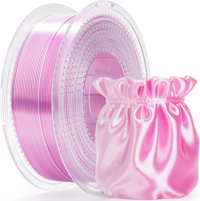 AMOLEN Silk PLA Dual Color 3D Printer Filament Glossy Silk Pink White PLA 1.75mm, Shiny Color Change Filament 3D Printing PLA Filament for Most FDM 3D Printer, 1kg Spool(2.2lbs)