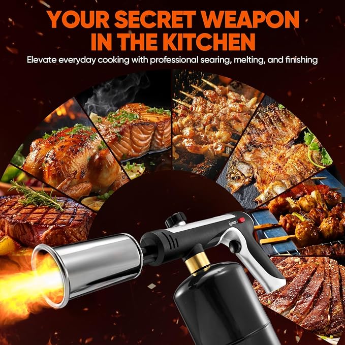 Sakerplus Propane Torch,3272°F Flame Thrower Gun with Adjustable Flame&Safety Lock,Powerful Grill&Cooking Blow Torch for Searing Steak,Sous Vide,BBQ,DIY,Campfire Charcoal Starter(Tank Not Included)