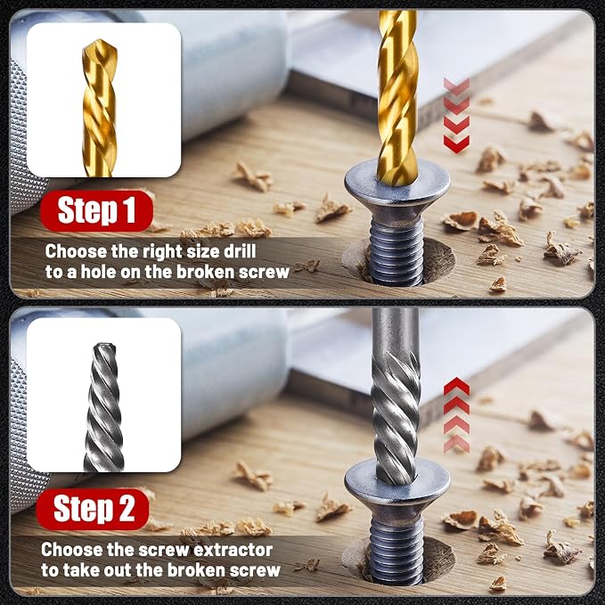30PCS Screw Extractor Set & Bolt Extractor Set, Left Hand Drill Bit Set, Easy Out Extractor Set，Stripped Bolt Remover Tools，Cobalt HSS Steel Kit for Damaged, Rounded-Off Bolts, Screws, Nuts, Studs