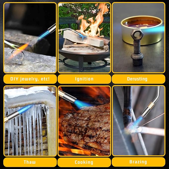 High Intensity Propane Torch Head with Igniter, Trigger Start Gas Torch for Propane, Map and Mapp Gas, Mapp Gas Torch for Ignition, Cooking, Lighting, Welding
