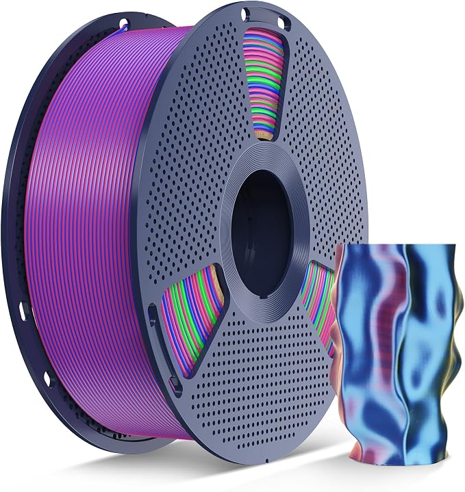SUNLU Silk Triple Color PLA Filament, Silk PLA 3D Printer Filament 1.75mm, Neatly Wound Shiny Silk 3D Printer Filament 1.75mm ±0.02mm, 1KG Spool (2.2lbs), Silk Triple Color (Blue Green Purple)