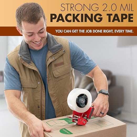 Packstrong Industrial Grade Clear Packing Tape 6 Rolls - 110 Yards per Roll - 3" Wide x 2.0 mil Thick, BOPP Adhesive Heavy Duty Tape for Box Office Moving Packaging Shipping