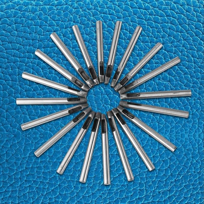 Leather Punch Tool Set 6mm 20pcs Flower Pattern Tools for Wallet Belt Decoration Carbon Steel Craft Kit for DIY Leathercraft Projects