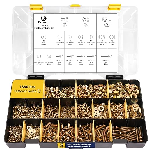 Bonost 3010pcs Hardware Assortment Kit with Assorted SAE & Metric Phillips Head Bolts, and Grade 8.8 Metric Hex Bolt Set with Matching Nuts and Lock Washers (4 Trays)