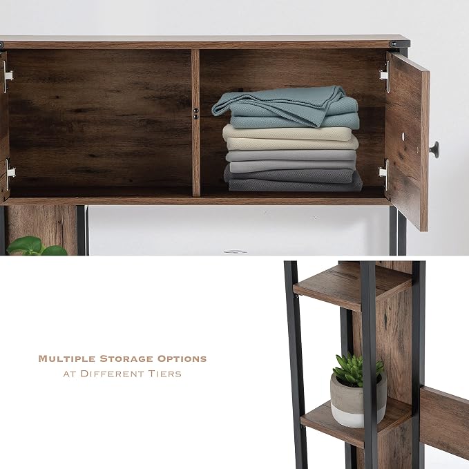 Landia Home Over The Toilet Bathroom Organizer for Storage, Industrial Themed with a Steel Frame and Different Tiers of Shelves for Organization