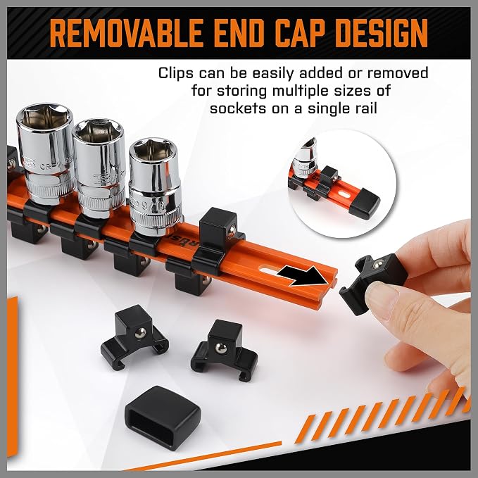 HORUSDY 6Pcs Double Sided Socket Organizer, 1/4-Inch, 3/8-Inch, 1/2-Inch, Premium Quality Socket Holders (6Pcs Double Sided Socket Organizer)