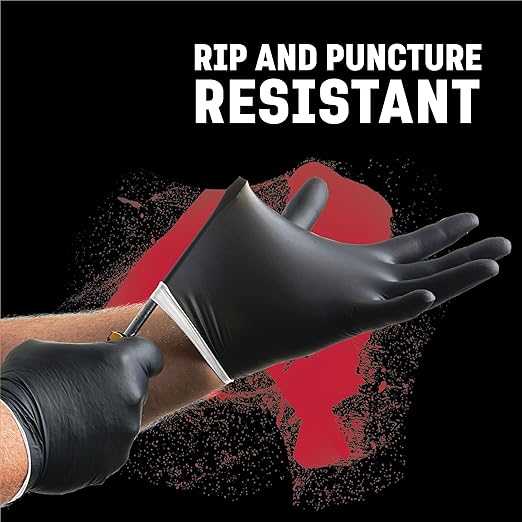 Venom Steel - VEN6144N Nitrile Gloves,Rip Resistant Disposable Latex Free Black Gloves,2 Layer-Gloves,6 mil Thick,X-Large,(Pack of 1000)