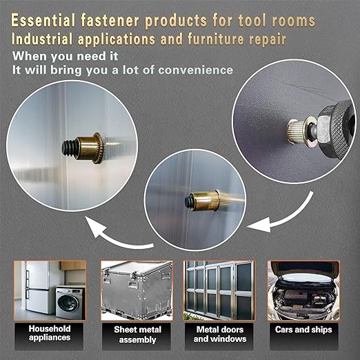 ASKWAY SAE Pressure Rivet Nut Tool Kit 420pcs, SAE Thread Rivet Nuts Kit | 420pcs SAE Rivet Nut Assortment Kit (5/16-20, 1/4-20, 10-24, 8-32, 6-32) ,Carbon Steel Rivet Nuts; Includes Rivet Nut Tool.