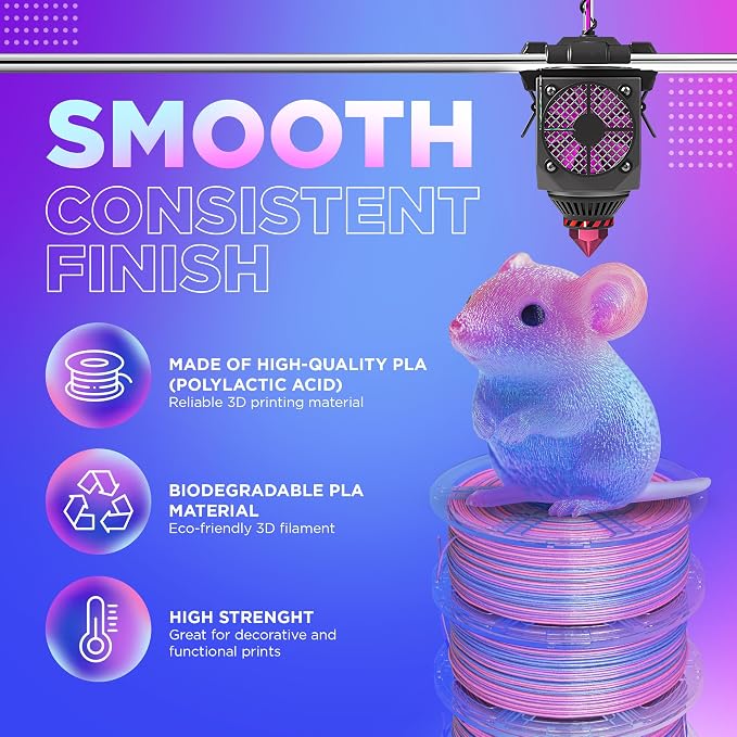 Cookiecad PLA Filament 1.75mm 1kg Iridescent Rainbow 3D Printer Filament - Unicorn Elixir PLA