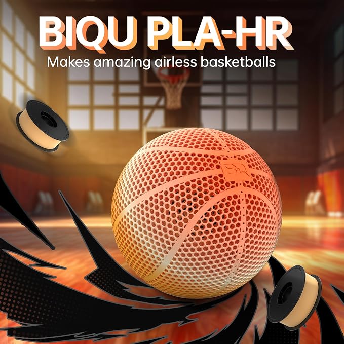 BIQU PLA-HR Flexible 3D Printer Filament Specifically for Printing Airless Basketballs, 1.75mm 1KG Spool (2.2lbs), Triple Color Filament for Most FDM 3D Printer, Yellow-Orange-White