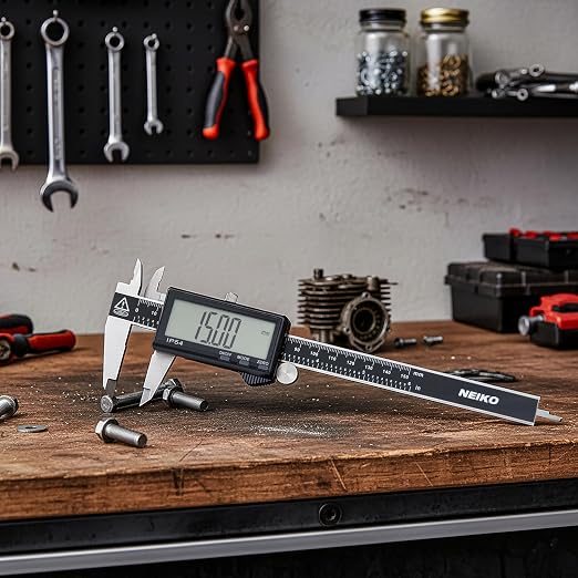 NEIKO 01401A 6-Inch Electronic Digital Caliper, Stainless Steel, Extra Large LCD Screen, Measurement Conversions for Inches, Millimeters, and Fractions
